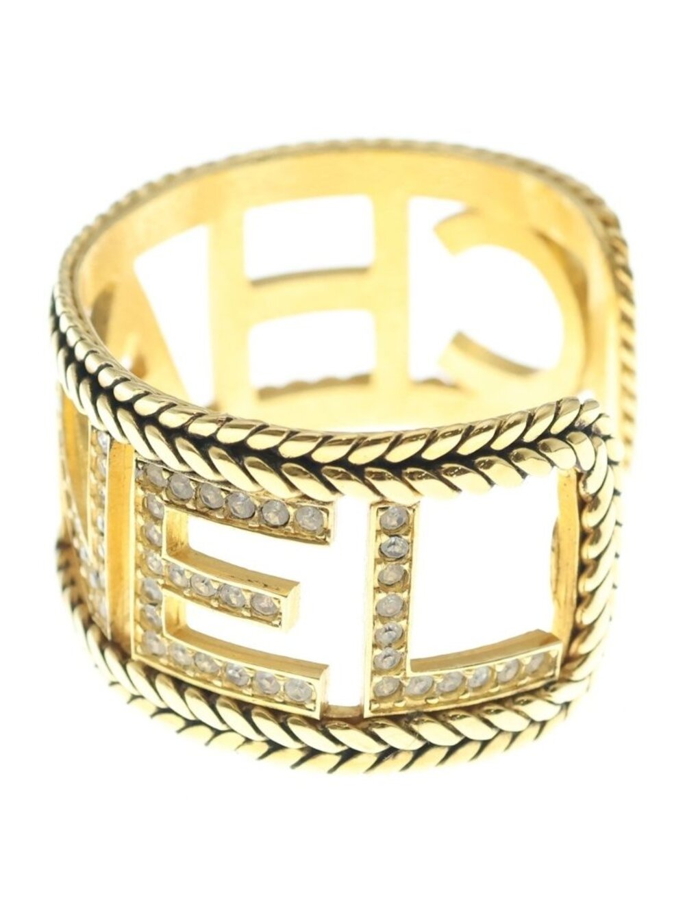 Chanel Logo Rhinestone Bangle Bracelet Gold - Picture 4 of 6